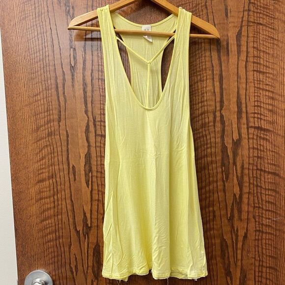 We the‎ Free Yellow Criss cross racer back raw edge knit tunic tank - Picture 2 of 6
